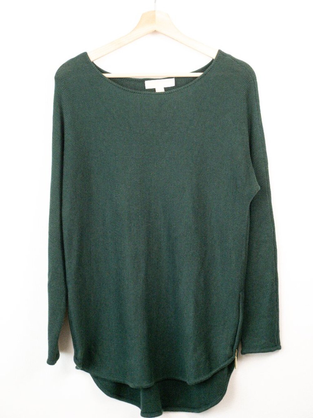 MICHAEL Michael Kors Side-Zip High-Low Tunic Sweater Forest Green Sz S